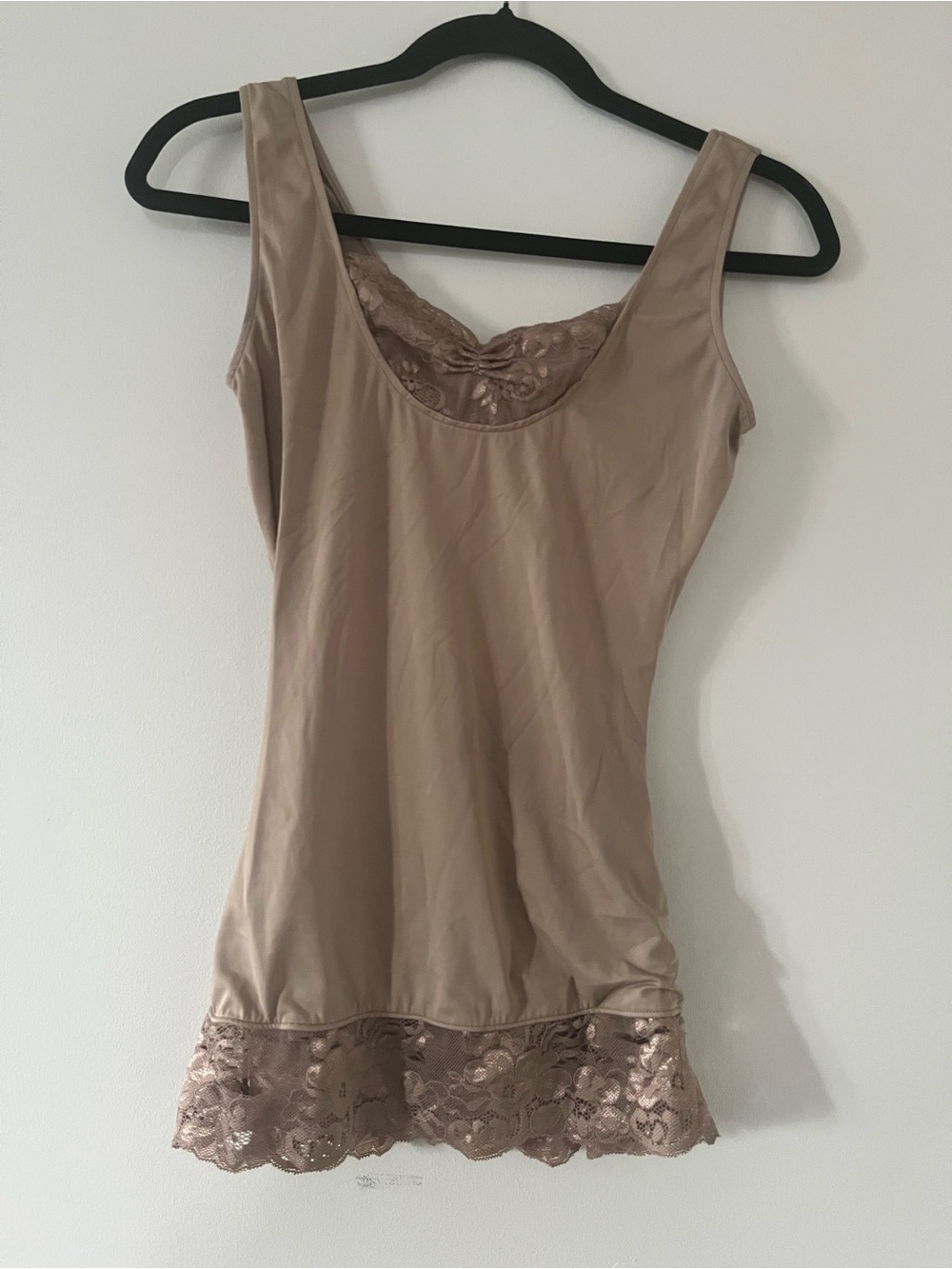 Assets Spanx Lace Trim Tan Shaping Cami Tank Top Large Seamless Layering Nude